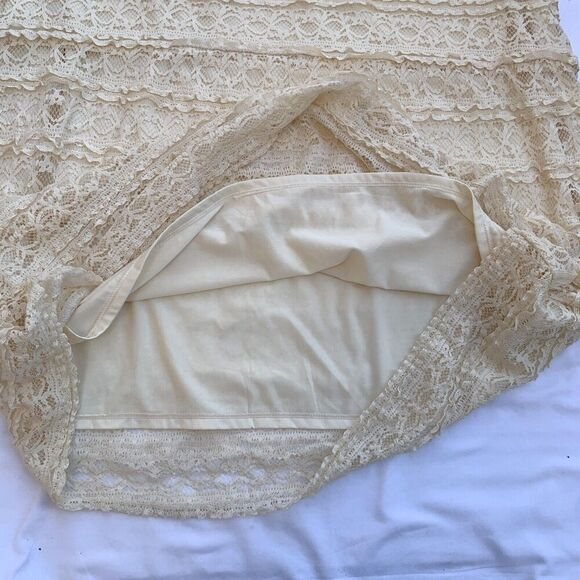 Max Studio Lace Prairie Cottage Skirt M L Maxi 38" Ivory Romantic Feminine Lined - Picture 4 of 8